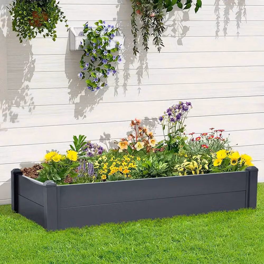 Kelvenix Anthracite Grey Galvanised Steel Raised Bed Garden Planter W: 122 cm, D: 61 cm, H: 25 cm – 4