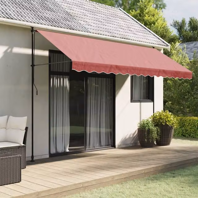 Berkfield Home Replacement Awning Valance Fabric, Burgundy Stripe, Red, Length: 4 m – 1