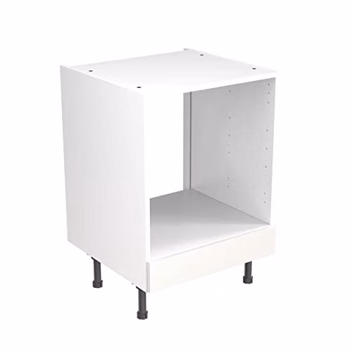 Kitchen Kit White Gloss J-Pull Flatpack Base Cabinet for Oven, W/D/H: 60 x 57 x 87 cm