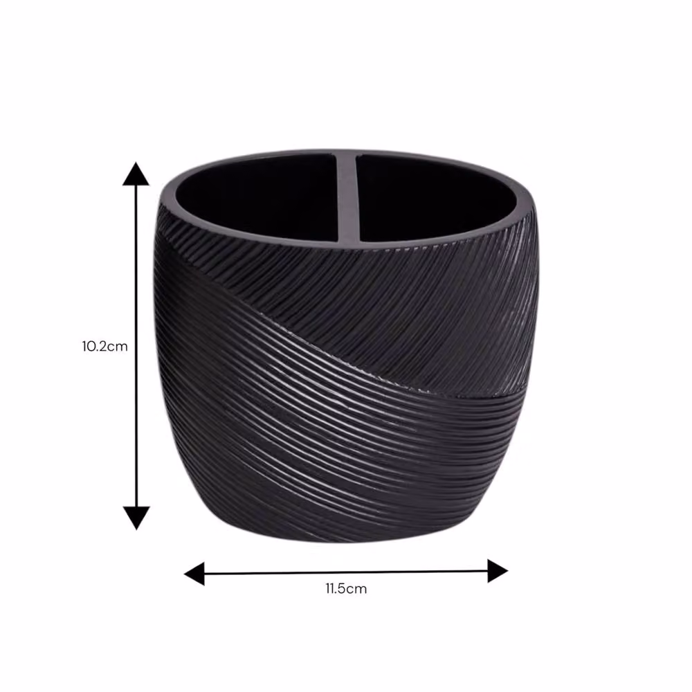Showerdrape Ripple Textured Black Polyresin Toothbrush Holder – 2