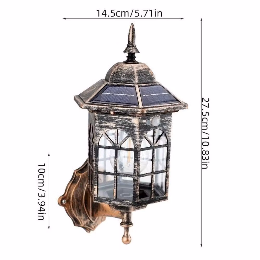 EONLION Solar Powered Warm White Outdoor Wall Sconce Lantern in Bronze, Height: 100 cm – 2