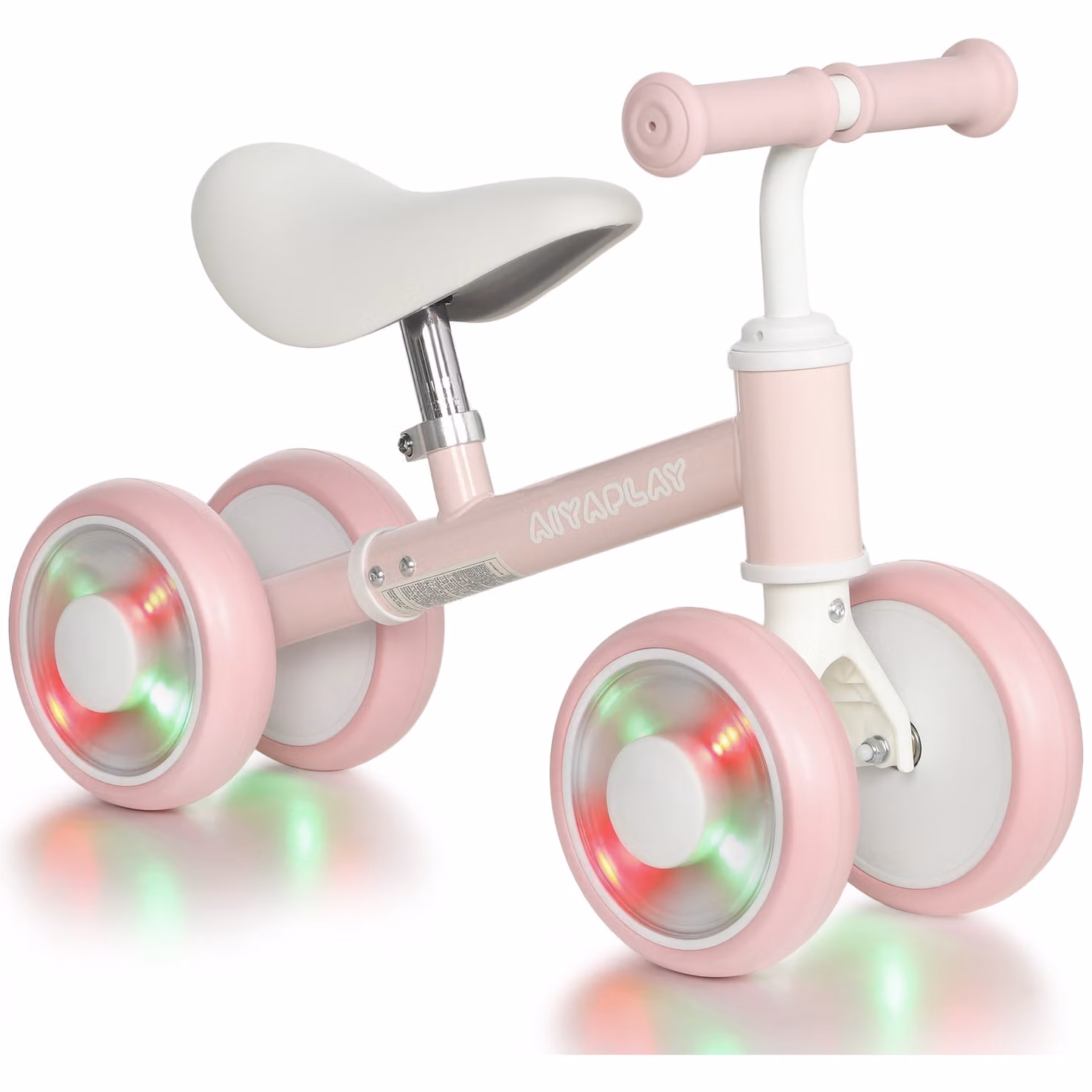 AIYAPLAY Pink Light-up Toddler Balance Bike with Foam Wheels for Ages 1-2 Years – 2