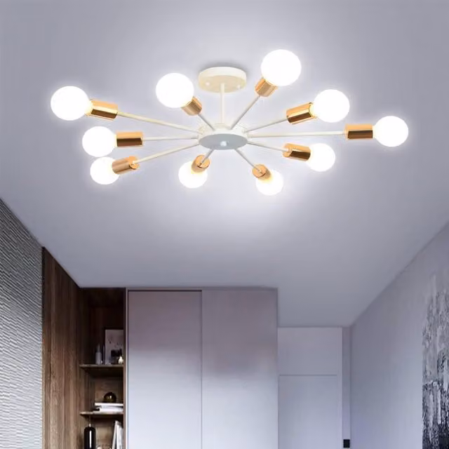 Garwarm 10-Light White Sputnik Semi Flush Mount Ceiling Light – 1