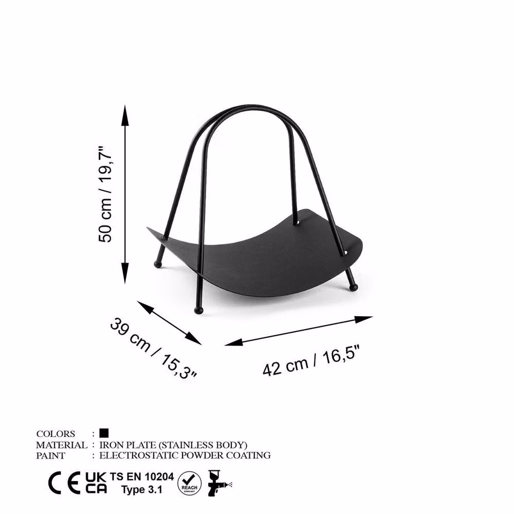 CALICOSY Designer Log Holder in Matt Black Metal, H: 50 cm, W: 42 cm, D: 39 cm – 5