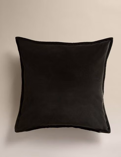 M&S Pure Cotton Velvet Square Cushion in Green