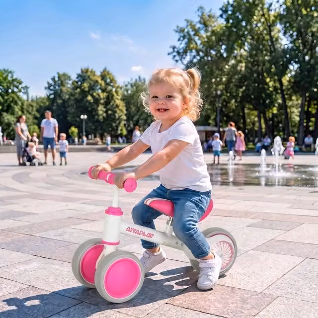 AIYAPLAY Kids Balance Bike for Toddlers, Pink, Height Adjustable