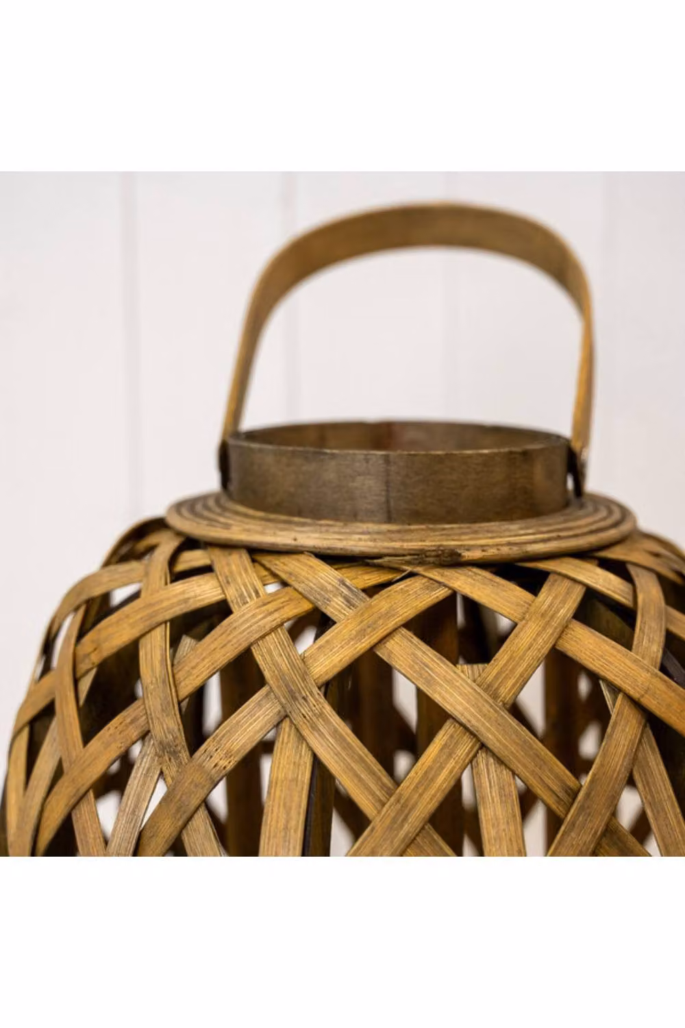 KDMD Small Oval Brown Bamboo and Rattan Tabletop Lantern with Glass Insert – 2