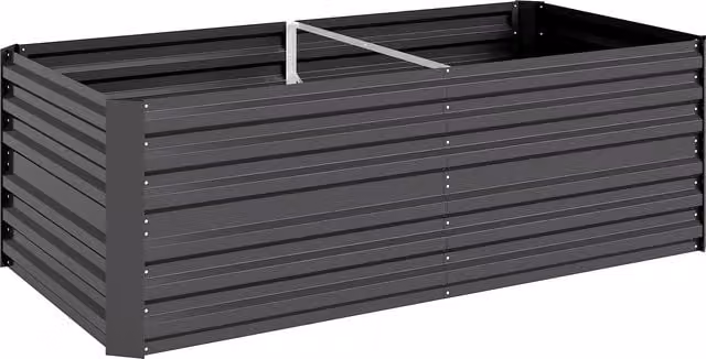 Outsunny Galvanised Steel Rectangular Raised Garden Bed in Dark Grey, W: 180 cm, D: 90 cm, H: 59 cm – 1