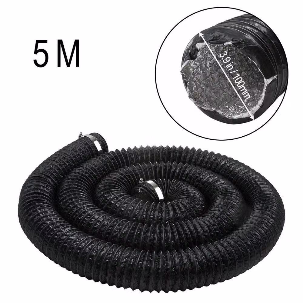 KORVIXA Black Aluminium Flexible Ducting Pipe, Diameter: 100 mm, Length: 5 m – 2