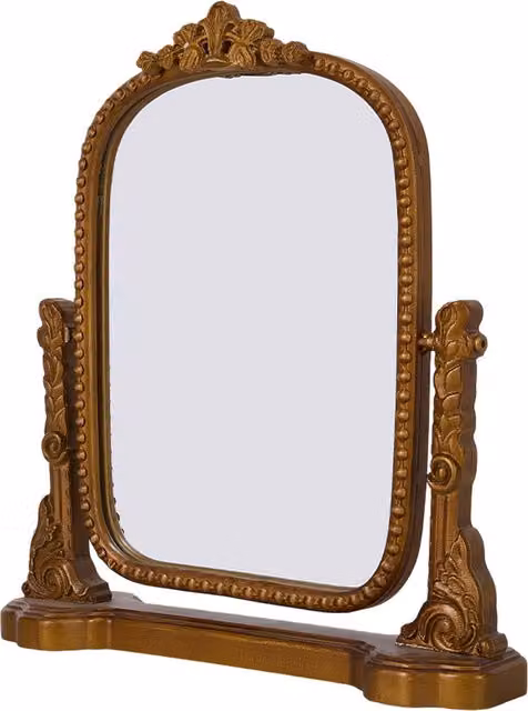 Livingandhome Classic Oval Gold Tabletop Decorative Vanity Mirror