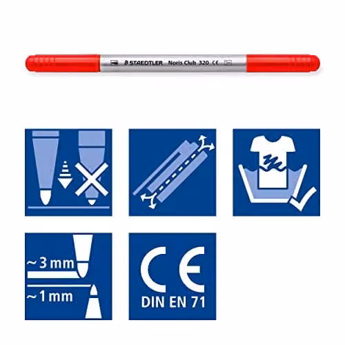 STAEDTLER Noris Double-Ended Fibre-Tip Pens, Assorted Colours, Pack of 10 – 3