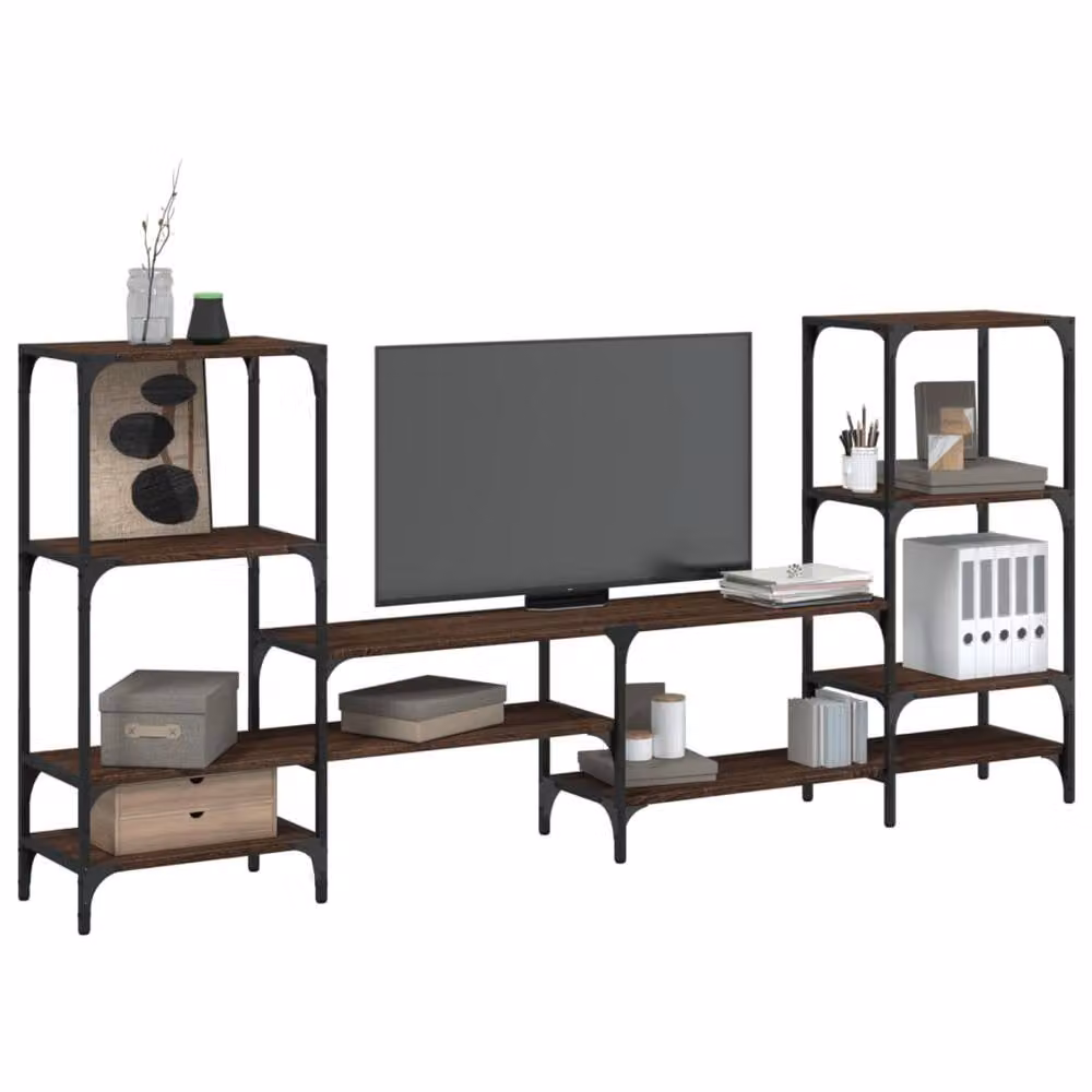 Berkfield Home Industrial TV Cabinet in Brown Oak, W/D/H: 206.5 x 28.5 x 95 cm – 2