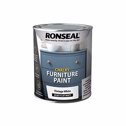 Ronseal Chalky Furniture Paint, Matt, White, 750 ml