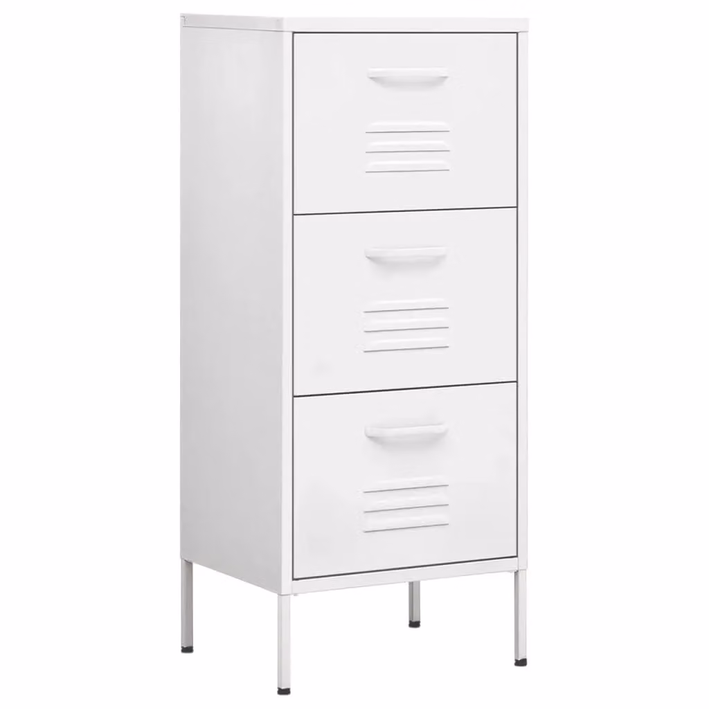 Berkfield Home White Matt Metal Freestanding Storage Cabinet W: 42.5 cm, D: 35 cm, H: 101.5 cm – 2