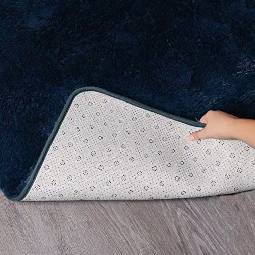 OHS Sienna Fluffy Shaggy Rug in Blue, W/D/H: 150 x 80 x 1 cm – 3