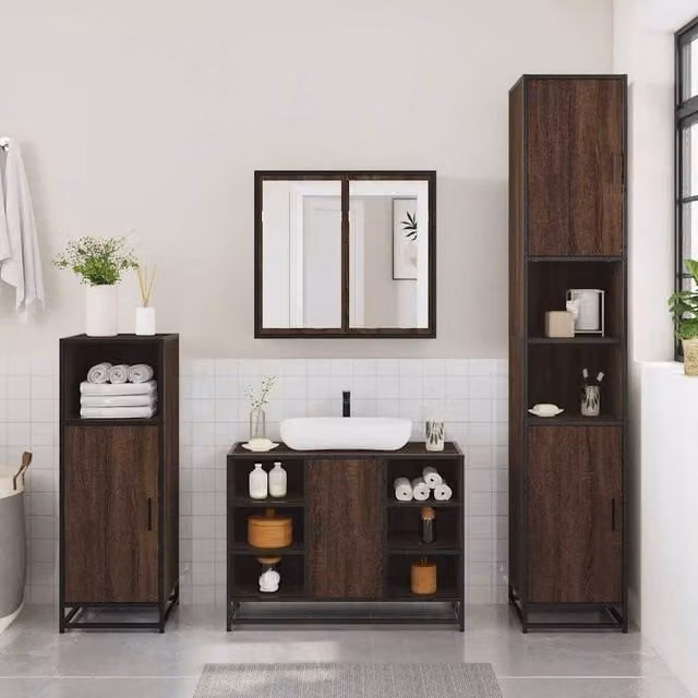 Berkfield Home Elegant Brown Oak Bathroom Sink Cabinet W/D/H: 80 x 33 x 60 cm – 1
