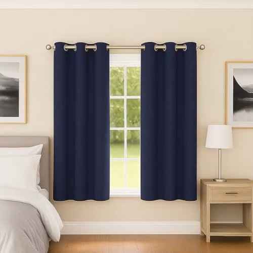 Enhanced Living Plain Navy Thermal Blackout Eyelet Curtains, Pair, Width: 168 cm, Drop: 137 cm – 4