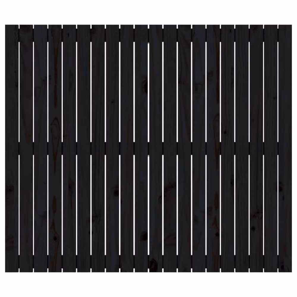 Berkfield Home Black Solid Wood Pine Wall Headboard W: 127.5 cm, D: 3 cm, H: 110 cm – 3