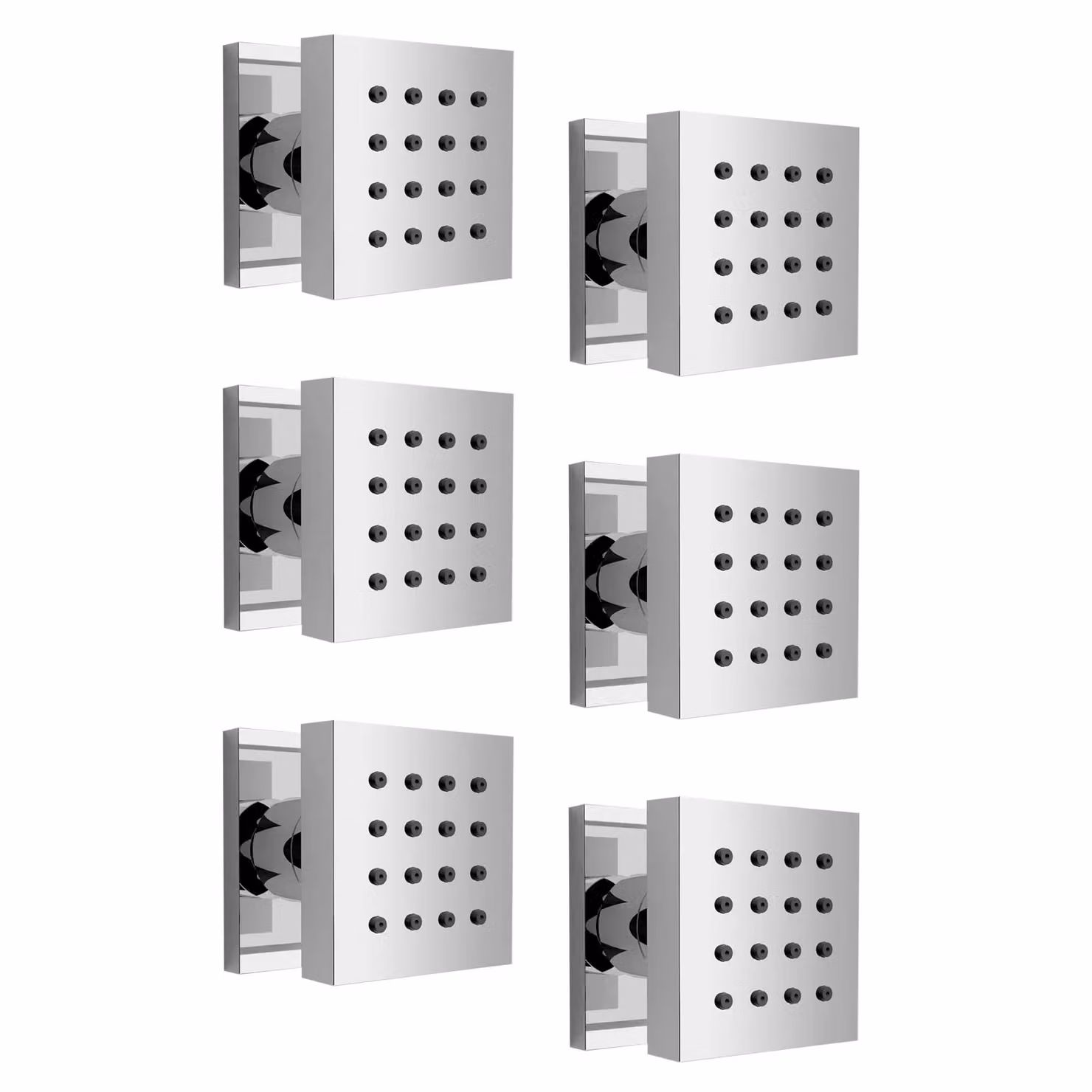 Nes Home Rose Square Concealed Thermostatic Shower Mixer Set with Ceiling Head and Massage Body Jets in Silver – 2