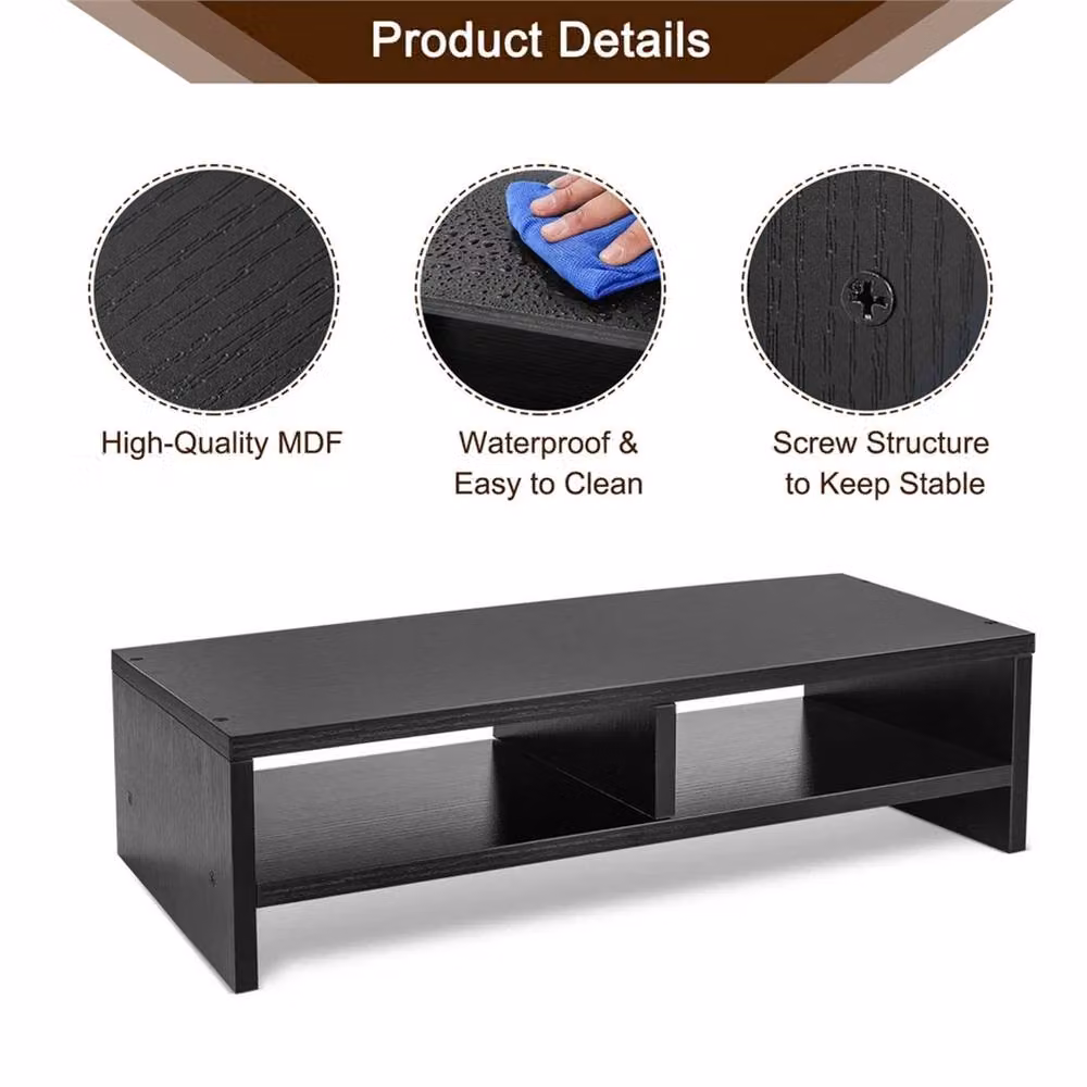 VOGREX Black Matt MDF Monitor Stand and Laptop Display Riser Shelf – 4