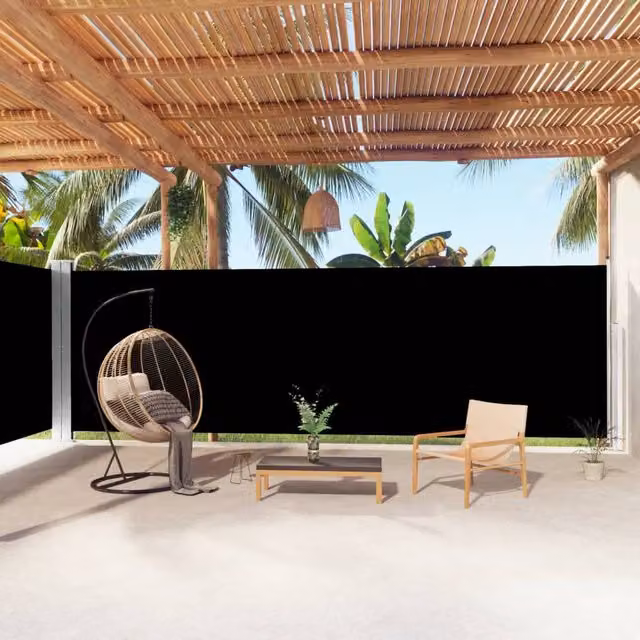 Berkfield Home Retractable Single Roller Side Awning in Black, W/H: 1000 x 200 cm