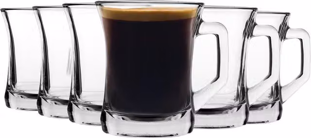 LAV Zen+ Glass Coffee Mugs, 225ml, Transparent, Pack of 12 – 1