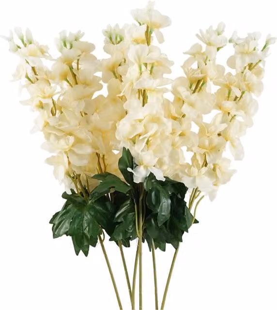 Dyzi Pack of 6 White Silk Delphinium Floral Stems