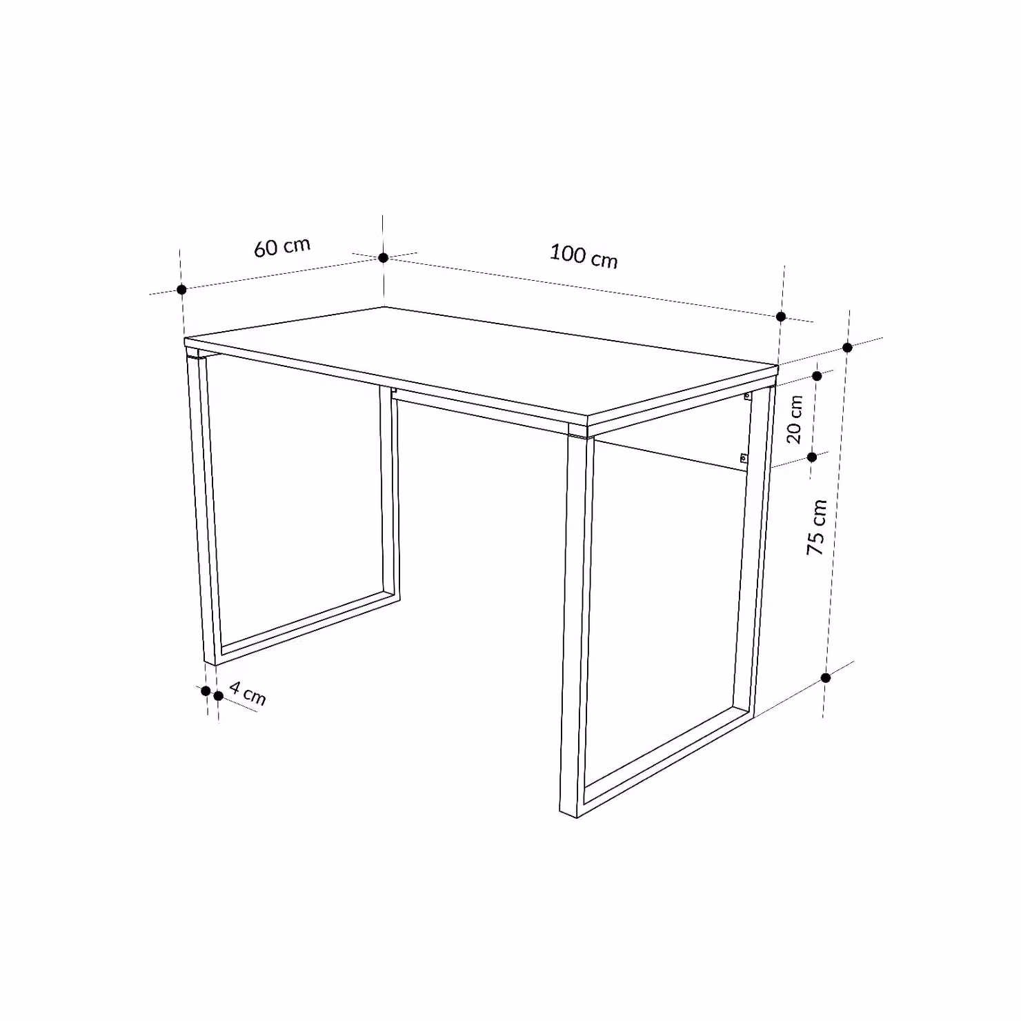 Decortie Inna Modern Computer Desk in Natural with Black Metal Legs W: 110 cm, H: 75 cm, D: 60 cm – 3