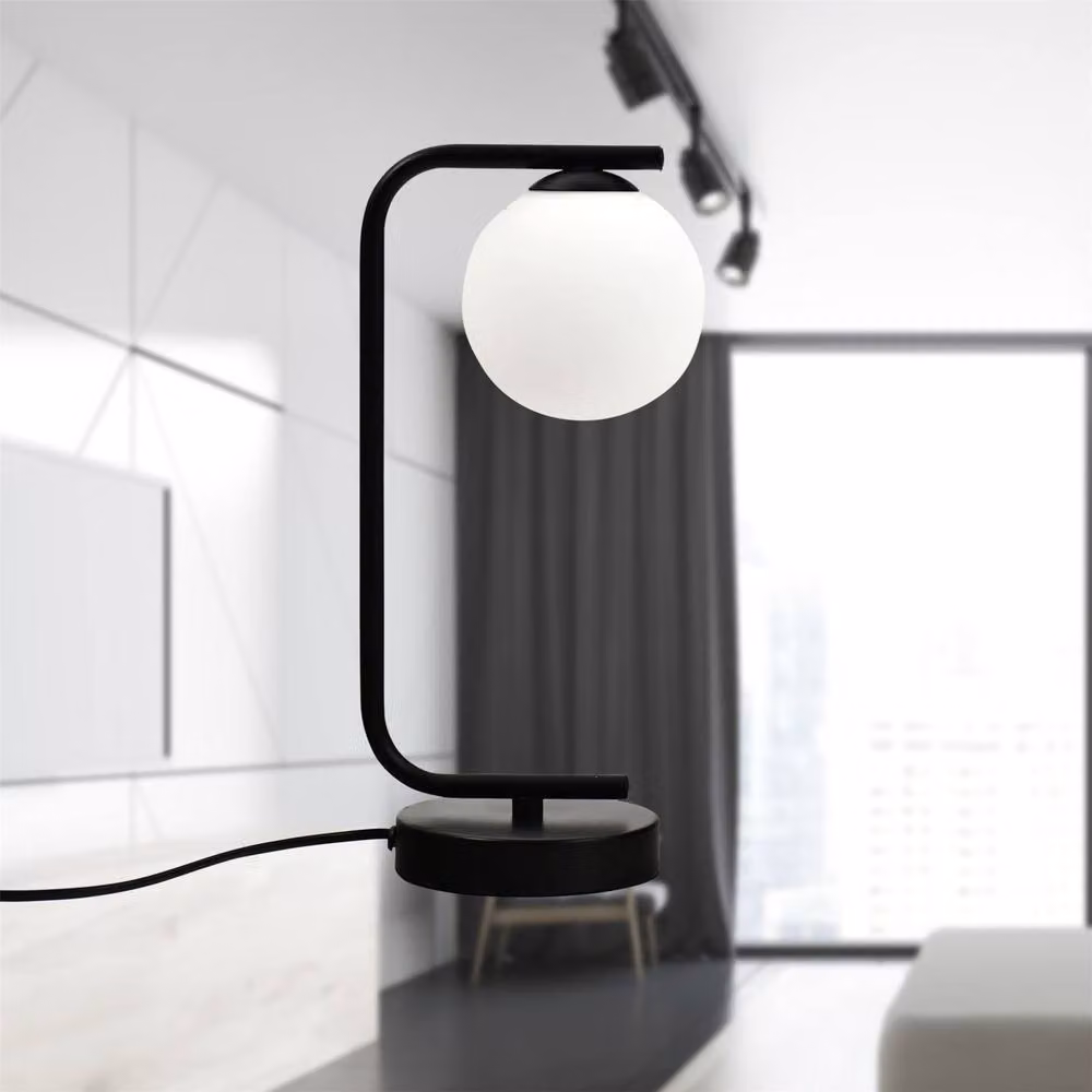 First Choice Lighting Set of 2 Grosvenor Black Table Lights with Glass Globes – 4