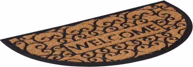 Berkfield Home Semicircular Half Round Door Mat in Brown, Rubber and Coir, W: 75 cm, D: 45 cm – 1