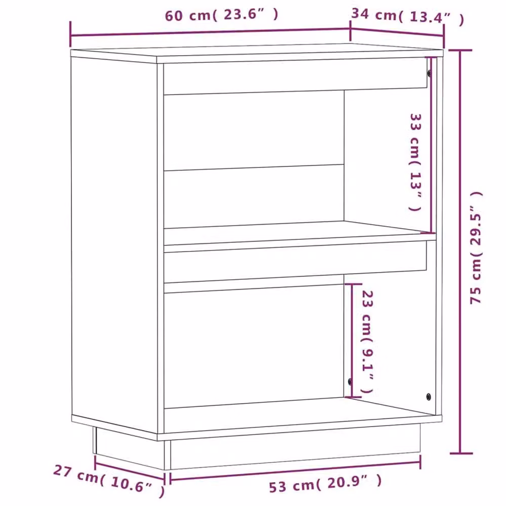Berkfield Home Beautiful Console Cabinet in Grey Solid Pine Wood, W/D/H: 60 x 34 x 75 cm – 5