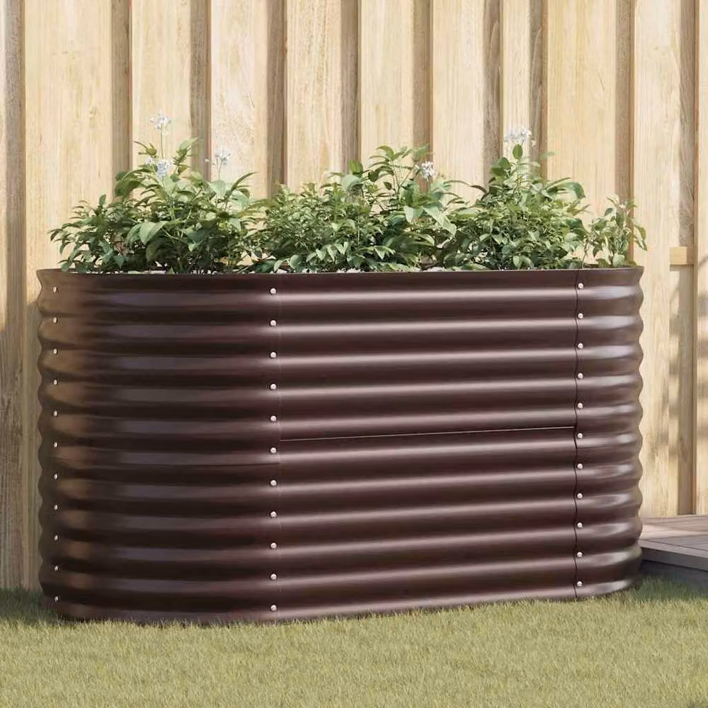 Berkfield Home Garden Brown Galvanised Steel Raised Bed, W/D/H: 160 x 80 x 81 cm – 2