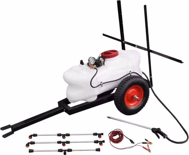 Monstershop 60L ATV Trailer and Sprayer in White with Rechargeable Battery – 1