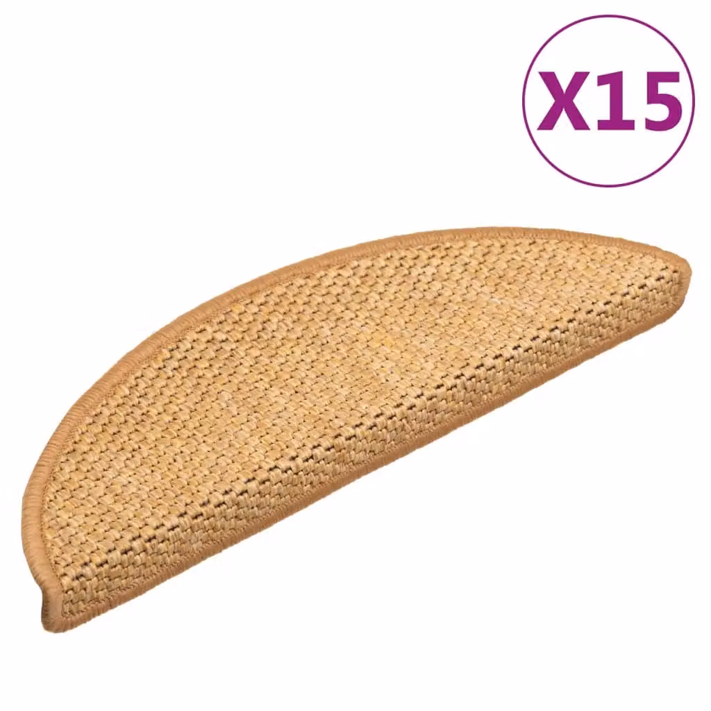 Berkfield Home Self-adhesive Sisal-Look Stair Mats, Orange, 15 Pieces, W/D/H: 56 x 17 x 3 cm – 2