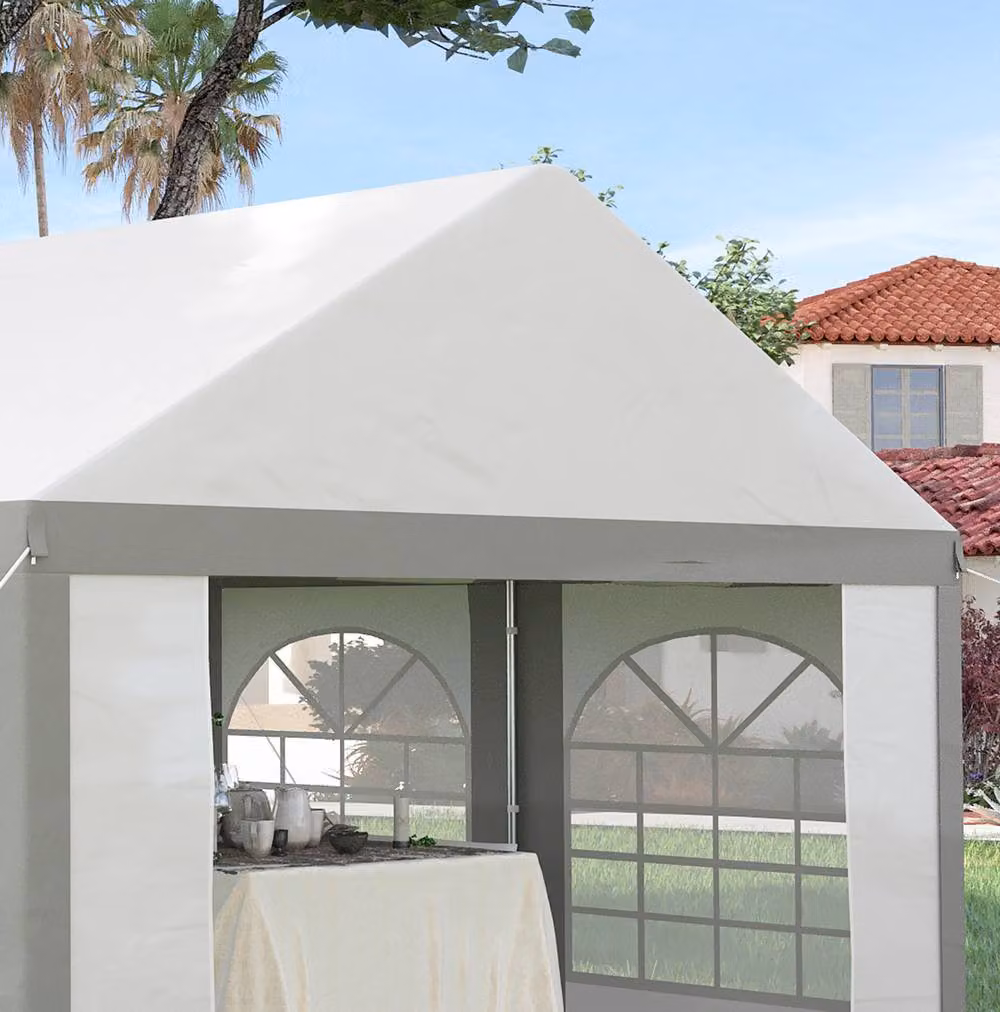 STILVORA White Party Tent with Removable Sides and Windows, W: 400 cm, D: 400 cm, H: 315 cm – 5