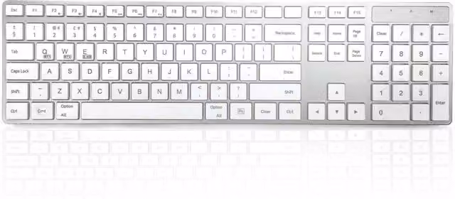 Accuratus 301 Mac Wireless Bluetooth and RF Membrane Keyboard, White/Silver, QWERTY UK