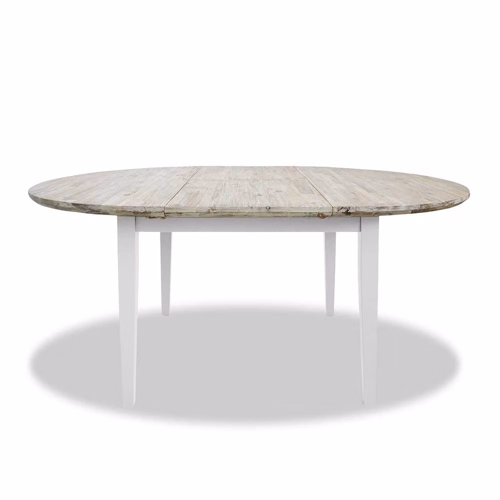 Statement Furniture Florence Extendable Round Oval Kitchen Dining Table in White with Acacia Top (Diameter: 115-160 cm) – 2