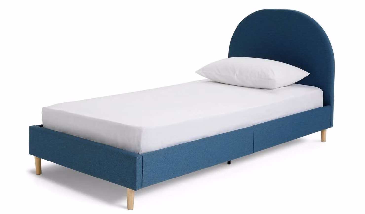 Olivia Upholstered Single Bed Frame in Blue for Childrens Bedrooms, W/D/H: 90 x 190 cm