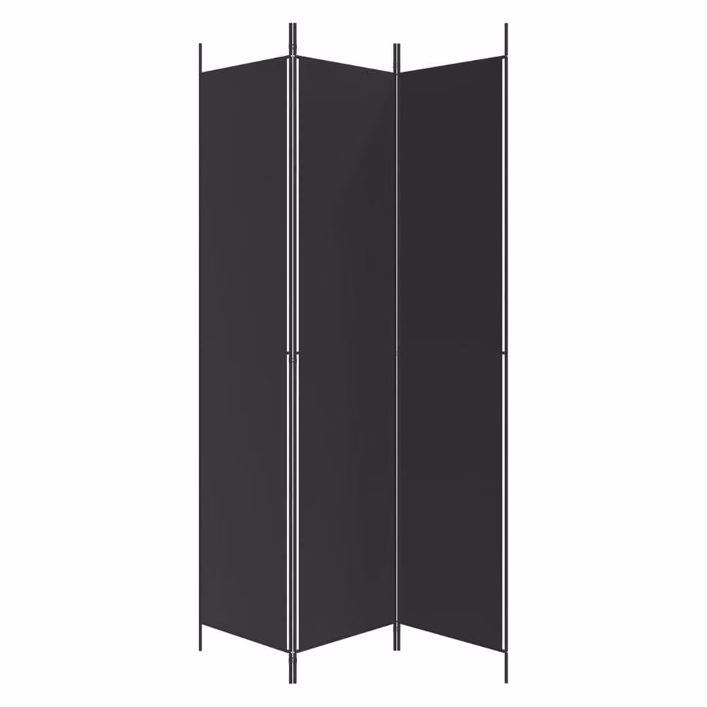 Berkfield Home 3-Panel Fabric Room Divider in Black, W: 150 cm, H: 220 cm – 4