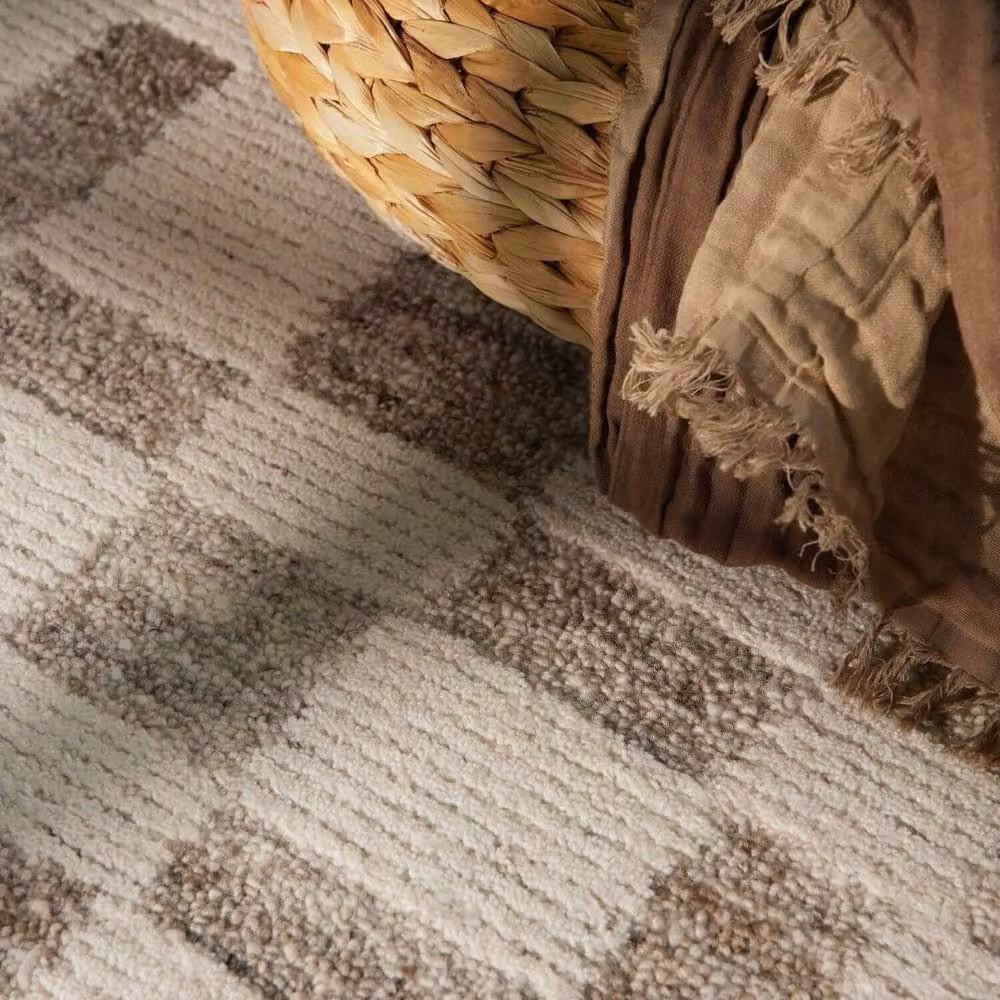 Vikosa Structa Handcrafted Wool Rug in Cream and Brown Abstract Design W: 120 cm, D: 180 cm – 3