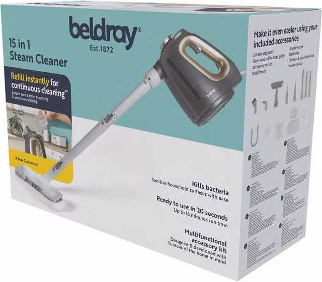 Beldray 15 in 1 Steam Cleaner in Grey