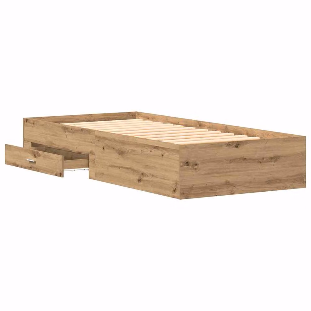 Berkfield Home Artisan Oak Bed Frame in Brown, W/D/H: 90 x 190 cm – 3