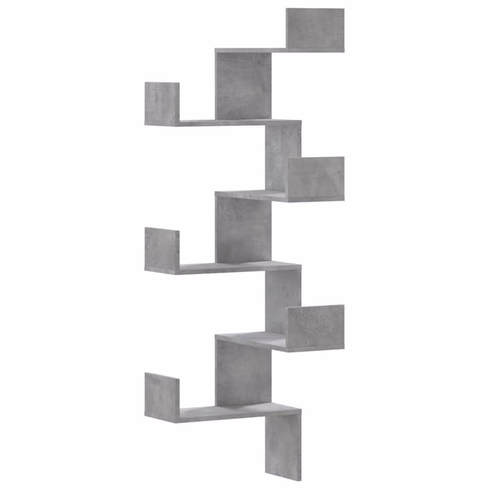 Berkfield Home Wall Mounted Corner Shelf in Concrete Grey, W/D/H: 45 x 45 x 147 cm – 2