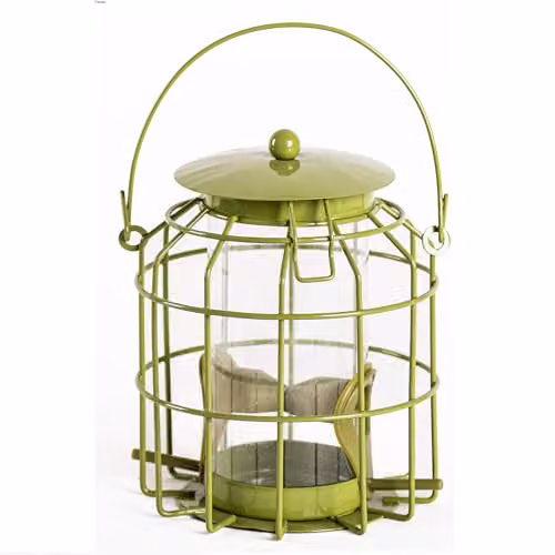 Happy Beaks Mini Squirrel Proof Metal Seed Feeder in Sage Green, W/D/H: 15.0 x 11.5 x 11.5 cm – 1