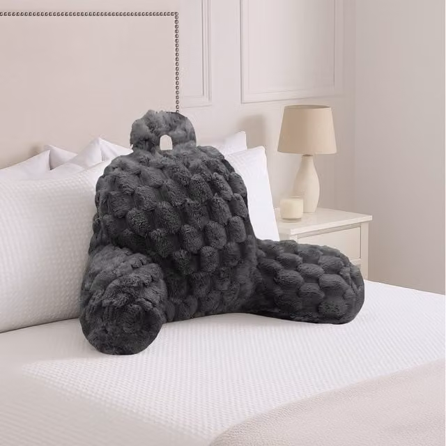 Velosso Soft Plush Rectangular Wedge Back Cushion in Anthracite Grey