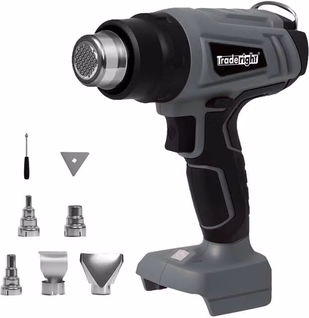 Traderight 21V Cordless Handheld Hot Air Heat Gun with 5 Nozzles in Grey – 1