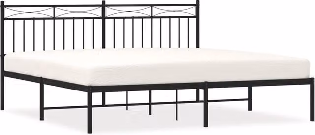 Berkfield Home Metal Bed Frame with Headboard in Black, W/D/H: 180 x 200 cm