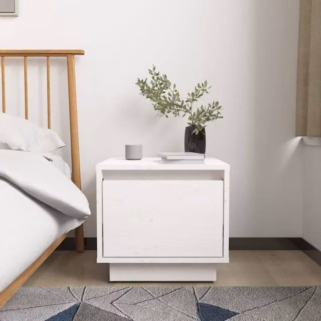 Berkfield Home Elegant Bedside Cabinets, 2 Piece Set, White Solid Pine Wood, W/D/H: 35 x 34 x 32 cm – 1