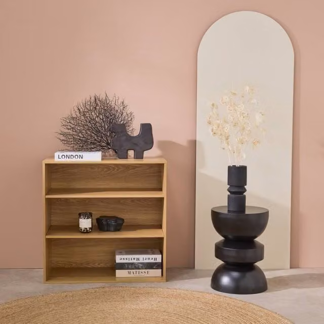 sweeek Brown Wood 2-Shelf Freestanding Storage Module and Library Shelf