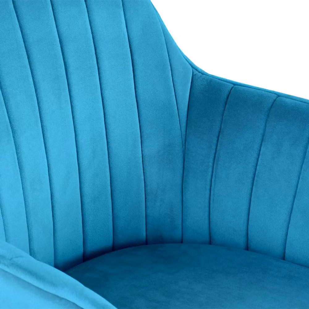 Genesis Muse Modern Velvet Accent Chair in Petrol Blue with Armrests – 2